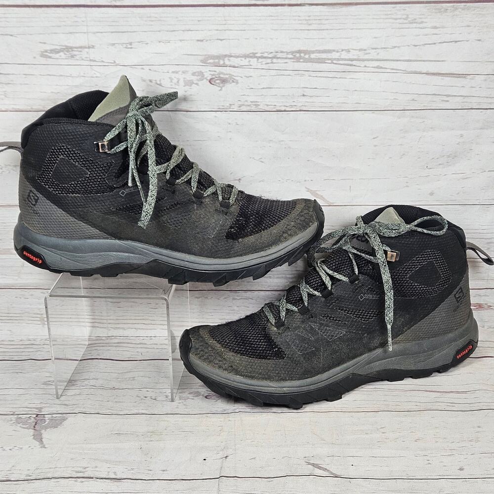 Salomon OUTline Mid GTX Hiking Boots Women's Black US 8.5 Gore-Tex Trail *Dingy